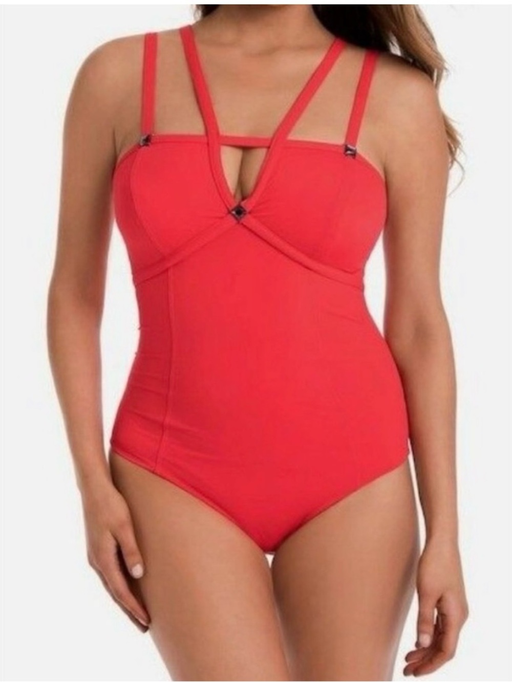 Miraclesuit Diamonds Are Forever Shape Control Strappy One-Piece Swimsuit Red 10